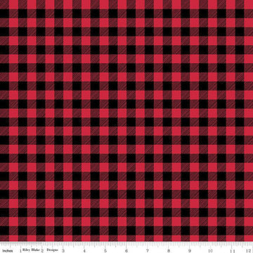 25" End of Bolt - SALE FLANNEL Buffalo Check F13908 Black/Red - Riley Blake Designs - Approximate 7/16" Checks Checked - FLANNEL Cotton