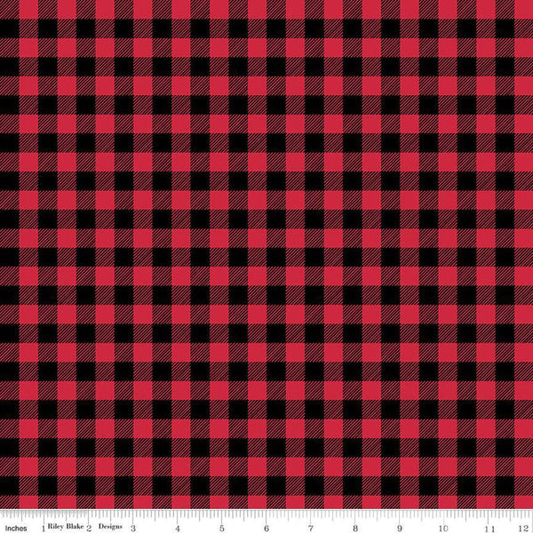 FLANNEL Buffalo Check F13908 Black/Red - Riley Blake Designs - Approximate 7/16" Checks Checked - FLANNEL Cotton Fabric