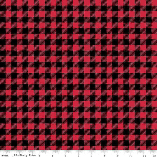 10" End of Bolt - SALE FLANNEL Buffalo Check F13908 Black/Red - Riley Blake Designs - Approximate 7/16" Checks Checked - FLANNEL Cotton