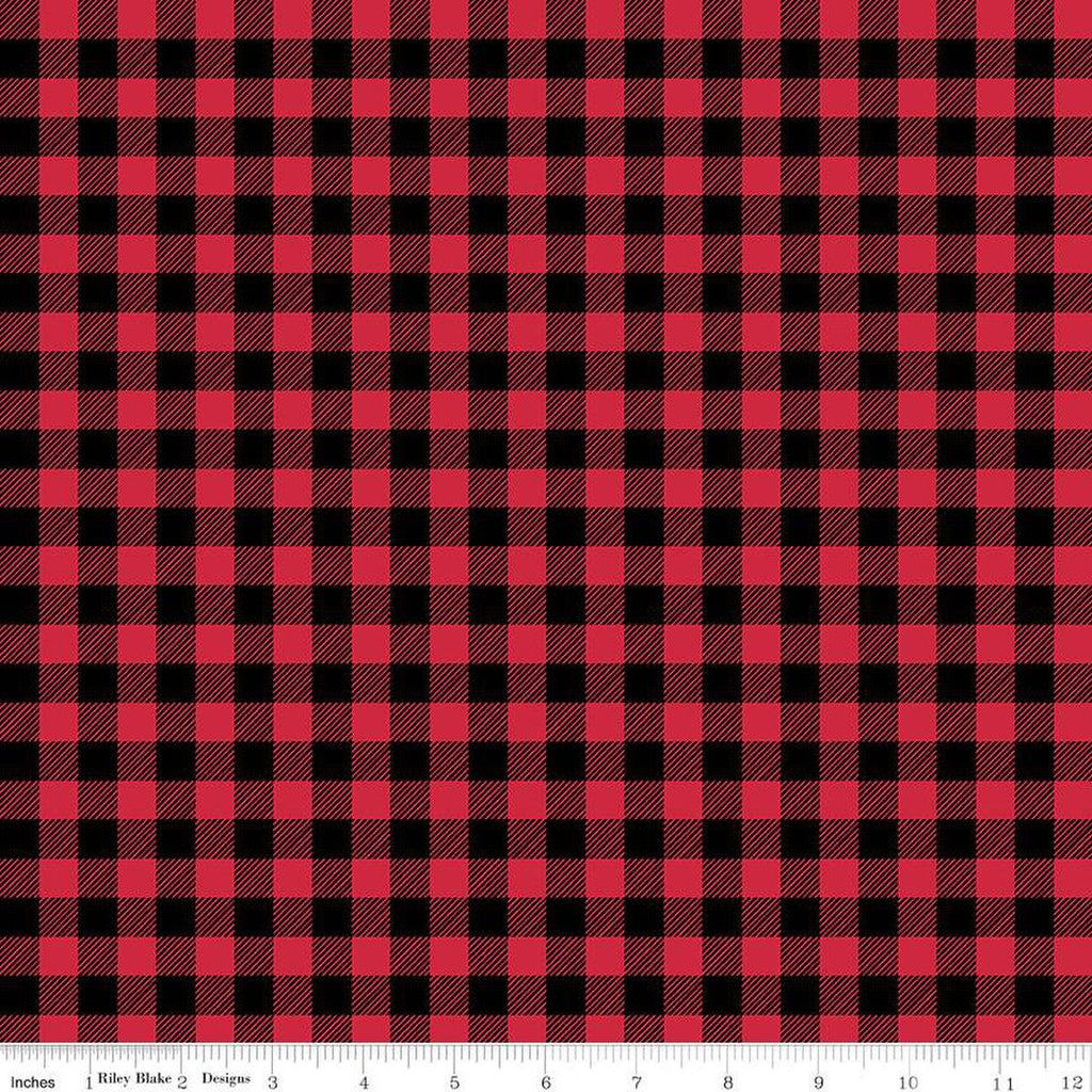 SALE FLANNEL Buffalo Check F13908 Black/Red - Riley Blake Designs - Approximate 7/16" Checks Checked - FLANNEL Cotton Fabric