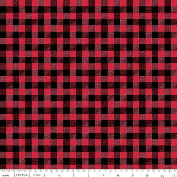 SALE FLANNEL Buffalo Check F13908 Black/Red - Riley Blake Designs - Approximate 7/16" Checks Checked - FLANNEL Cotton Fabric