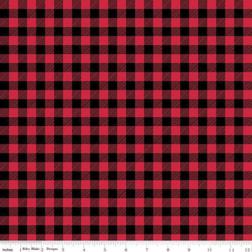 18" End of Bolt - SALE FLANNEL Buffalo Check F13908 Black/Red - Riley Blake Designs - Approximate 7/16" Checks Checked - FLANNEL Cotton