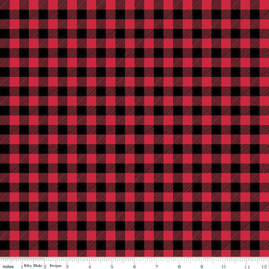 18" End of Bolt - SALE FLANNEL Buffalo Check F13908 Black/Red - Riley Blake Designs - Approximate 7/16" Checks Checked - FLANNEL Cotton