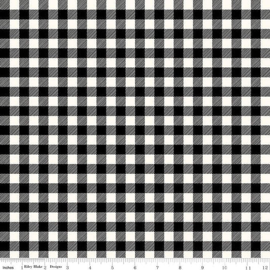 24" End of Bolt - FLANNEL Buffalo Check F13908 Black- Riley Blake Designs - Approximate 7/16" Checks Checked - FLANNEL Cotton Fabric