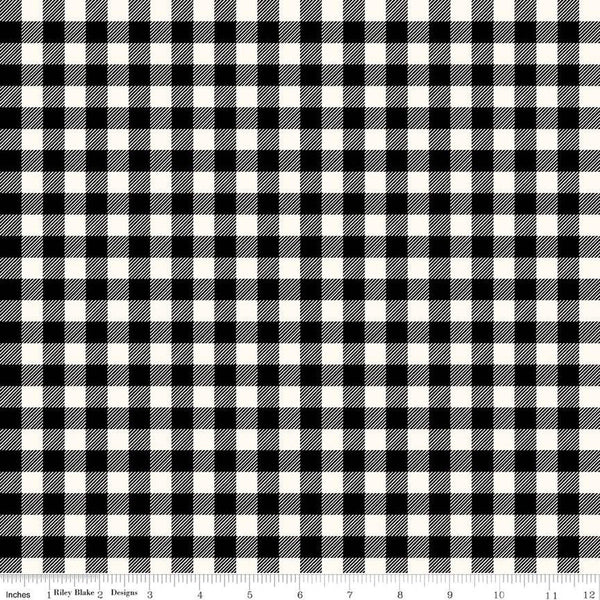 FLANNEL Buffalo Check F13908 Black- Riley Blake Designs - Approximate 7/16" Checks Checked - FLANNEL Cotton Fabric