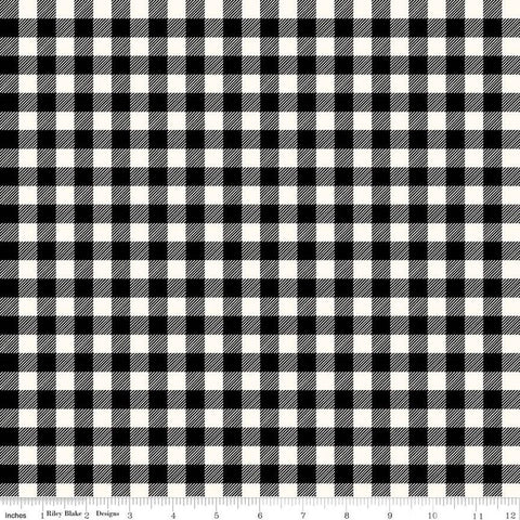 FLANNEL Buffalo Check F13908 Black- Riley Blake Designs - Approximate 7/16" Checks Checked - FLANNEL Cotton Fabric