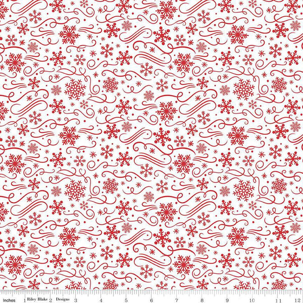 FLANNEL Snowflakes F13907 White- Riley Blake Designs - Christmas Snowflake Flourishes - FLANNEL Cotton Fabric