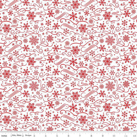 SALE FLANNEL Snowflakes F13907 White- Riley Blake Designs - Christmas Snowflake Flourishes - FLANNEL Cotton Fabric