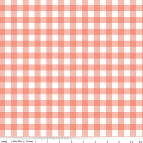 FLANNEL It's a Girl Printed Gingham F13906 Coral - Riley Blake Designs - 1/2" Checks Check Checkered - FLANNEL Cotton Fabric