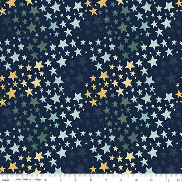 Fat Quarter End of Bolt - FLANNEL It's a Boy Stars F13904 Navy - Riley Blake Designs - Star - FLANNEL Cotton Fabric