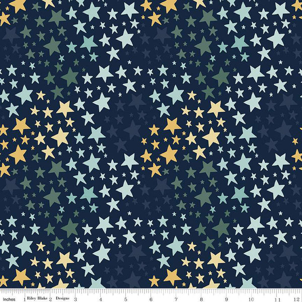 FLANNEL It's a Boy Stars F13904 Navy - Riley Blake Designs - Star - FLANNEL Cotton Fabric