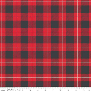 12" End of Bolt - DEAL FLANNEL Adventure Plaid Red Plaid Fabric - Riley Blake Designs Flannel  Cotton Fabric