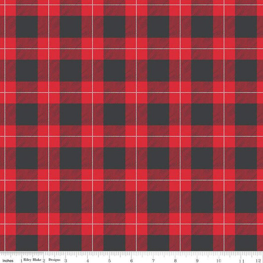 12" End of Bolt - DEAL FLANNEL Adventure Plaid Red Plaid Fabric - Riley Blake Designs Flannel  Cotton Fabric