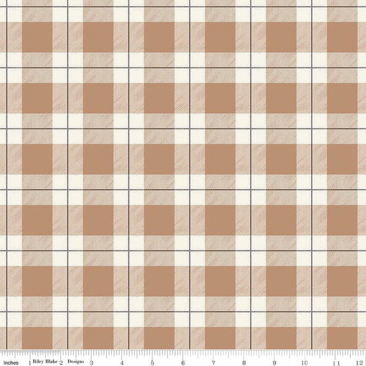 Fat Quarter End of Bolt - FLANNEL Adventure Plaid F13902 Brown - Riley Blake Designs - FLANNEL Cotton Fabric