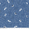 Fat Quarter End of Bolt - Moonchild Moths SC13821 Denim SPARKLE - Riley Blake Designs - Leaves Stars Gold SPARKLE - Quilting Cotton Fabric