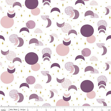 SALE 19" End of Bolt - Moonchild Eclipse SC13822 Off White SPARKLE - Riley Blake Designs - Moons Stars Gold SPARKLE - Quilting Cotton Fabric