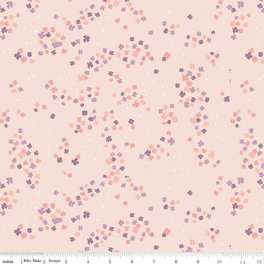 21" End of Bolt - SALE Moonchild Constellations C13823 Ballerina - Riley Blake Designs - Floral Flowers Stars Dots - Quilting Cotton Fabric