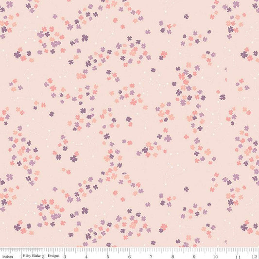 21" End of Bolt - SALE Moonchild Constellations C13823 Ballerina - Riley Blake Designs - Floral Flowers Stars Dots - Quilting Cotton Fabric