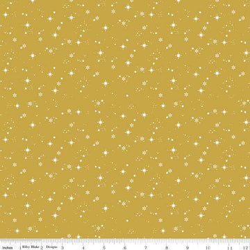 SALE Moonchild Starfall C13825 Curry - Riley Blake Designs - Stars Pin Dots - Quilting Cotton Fabric