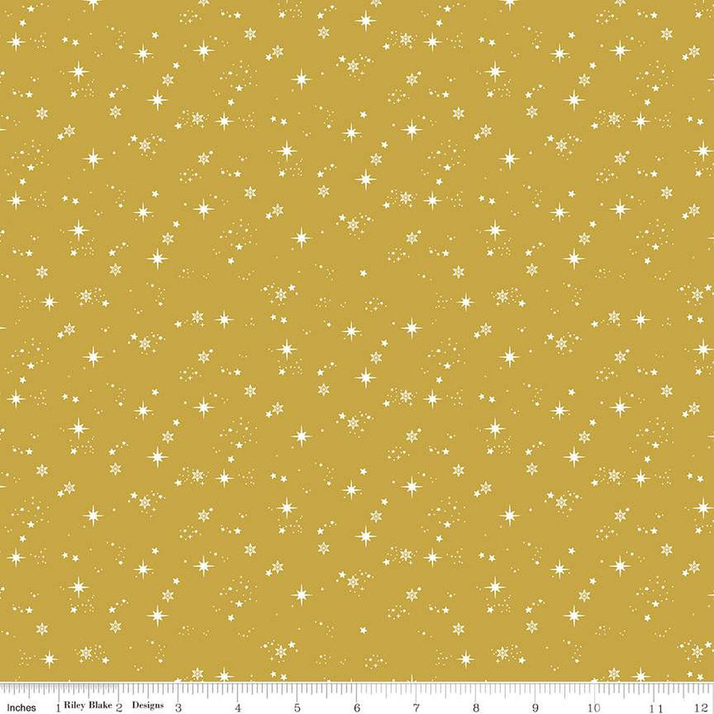 Moonchild Starfall C13825 Curry by Riley Blake Designs - Stars Pin Dots - Quilting Cotton Fabric