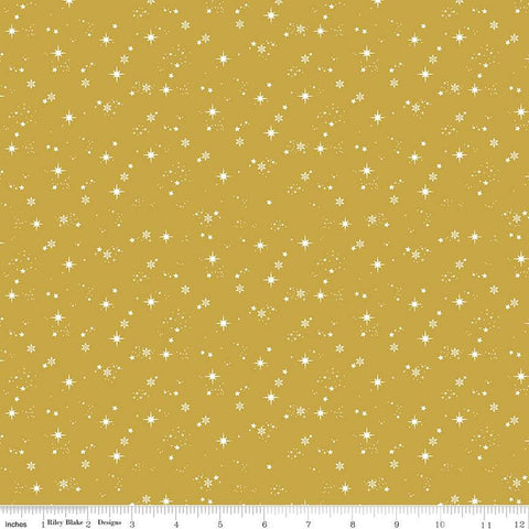 SALE Moonchild Starfall C13825 Curry by Riley Blake Designs - Stars Pin Dots - Quilting Cotton Fabric