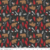 SALE Woodsman Main C13760 Black - Riley Blake Designs - Bears Raccoons Lanterns Campfires Trees Saws Axes Prints - Quilting Cotton Fabric