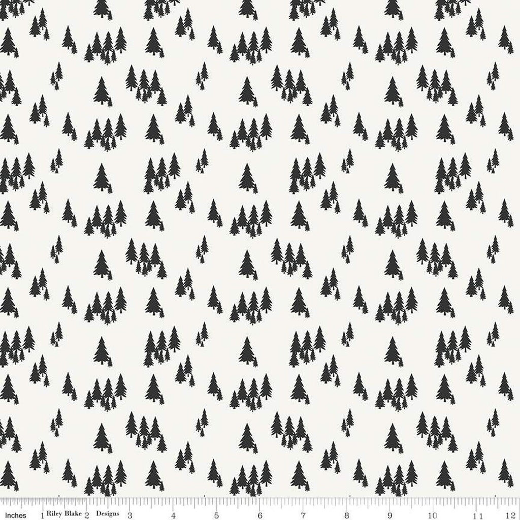 SALE Woodsman Trees C13763 Cream by Riley Blake Designs - Pine Pines - Quilting Cotton Fabric