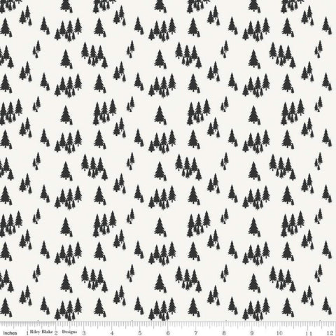 CLEARANCE Woodsman Trees C13763 Cream by Riley Blake Designs - Pine Pines - Quilting Cotton Fabric