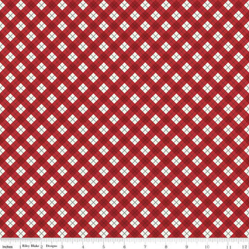 SALE Woodsman Bias Plaid C13765 Red - Riley Blake Designs - Diagonal with Cream - Quilting Cotton Fabric