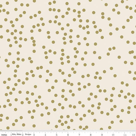 CLEARANCE Monthly Placemats 2 January Confetti SC13921 Cream SPARKLE - Riley Blake Designs - Dots Gold SPARKLE - Quilting Cotton Fabric
