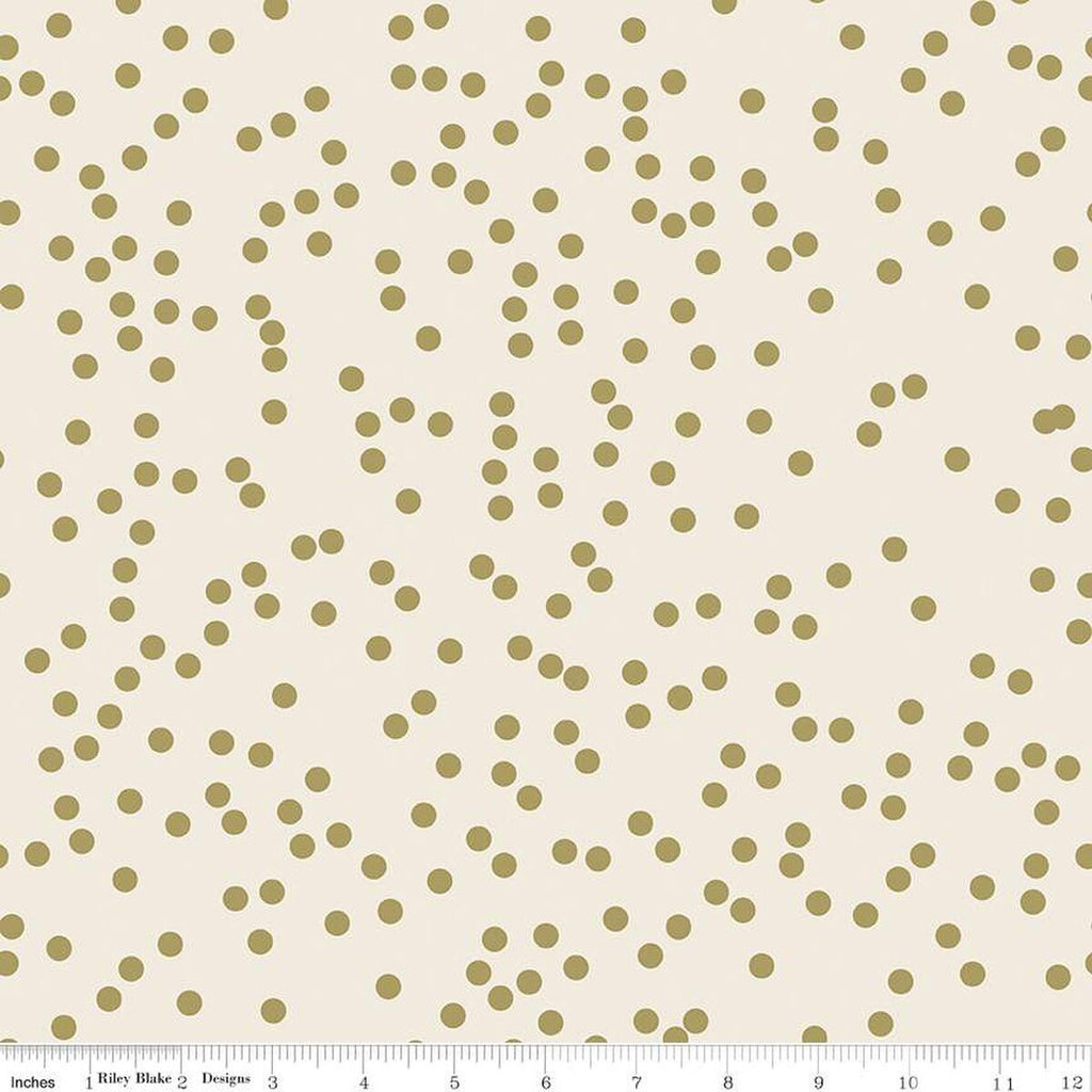SALE Monthly Placemats 2 January Confetti SC13921 Cream SPARKLE - Riley Blake Designs - Dots Gold SPARKLE - Quilting Cotton Fabric