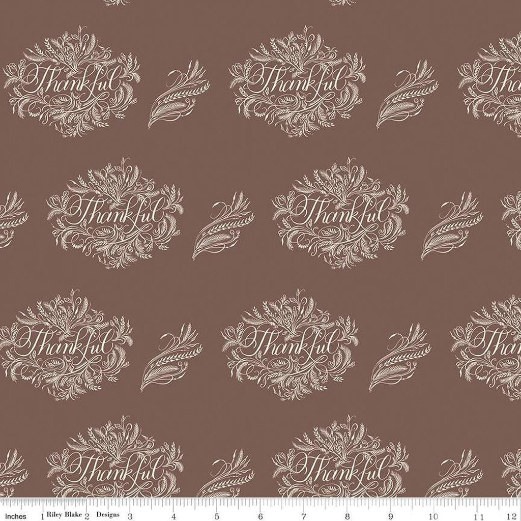 SALE Monthly Placemats 2 November Thankful C13941 Brown - Riley Blake Designs - Thanksgiving - Quilting Cotton Fabric