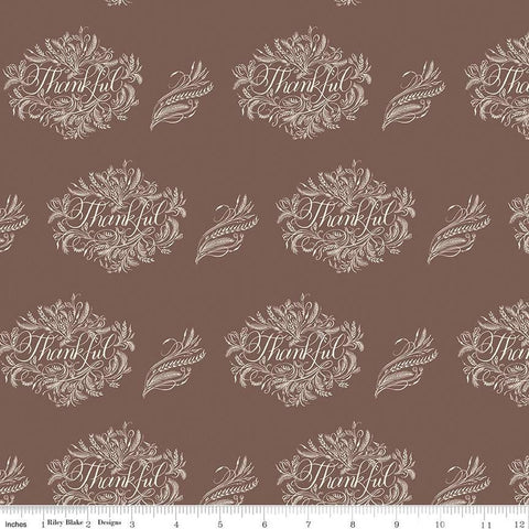 CLEARANCE Monthly Placemats 2 November Thankful C13941 Brown - Riley Blake  - Thanksgiving - Quilting Cotton