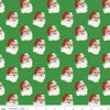 CLEARANCE Monthly Placemats 2 December Santa C13943 Green - Riley Blake  - Christmas Santa Claus - Quilting Cotton