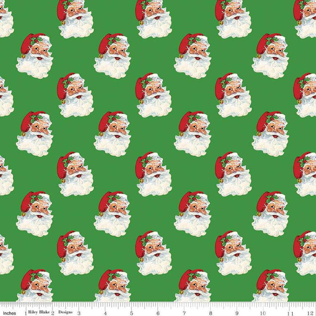 SALE Monthly Placemats 2 December Santa C13943 Green - Riley Blake Designs - Christmas Santa Claus - Quilting Cotton Fabric