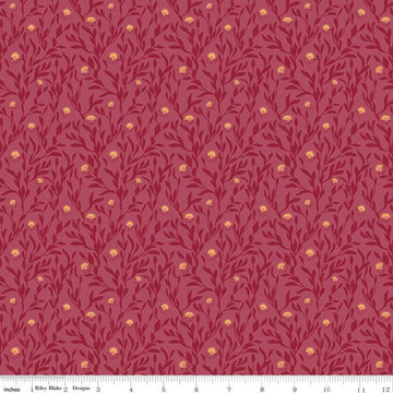 SALE Petal Song Fireflies C13715 Cranberry - Riley Blake Designs - Flowers Leaves - Quilting Cotton Fabric