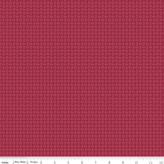 SALE Petal Song Basket Weave C13716 Cranberry - Riley Blake Designs - Geometric - Quilting Cotton Fabric