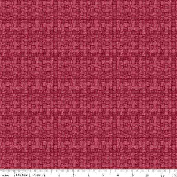 Petal Song Basket Weave C13716 Cranberry - Riley Blake Designs - Geometric - Quilting Cotton Fabric