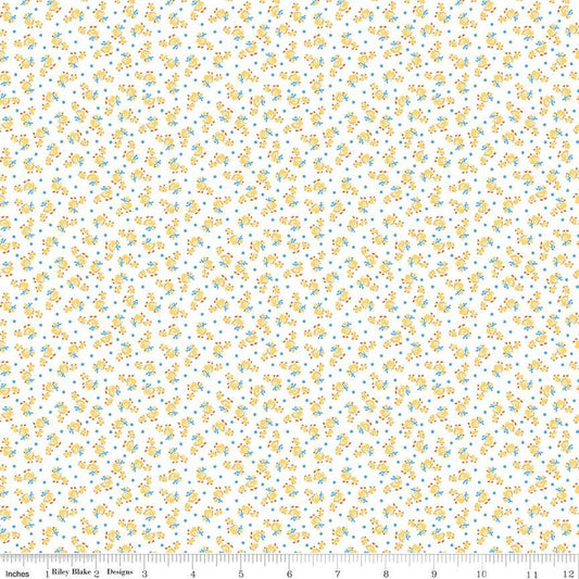 12" End of Bolt - Storytime 30s Ducks C13860 Yellow by Riley Blake Designs - Ducks Dots - Quilting Cotton Fabric