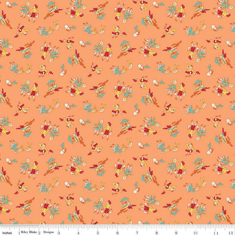 CLEARANCE Storytime 30s Jack and Jill C13864 Orange by Riley Blake  - Wells Buckets - Quilting Cotton