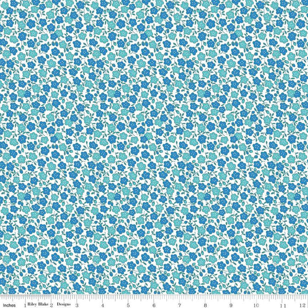 Storytime 30s Floral C13865 Blue by Riley Blake Designs - Flowers - Quilting Cotton Fabric