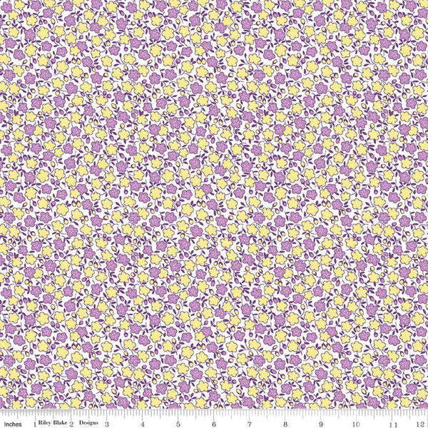 Storytime 30s Dots Floral C13865 Purple - Riley Blake Designs - Flowers - Quilting Cotton Fabric