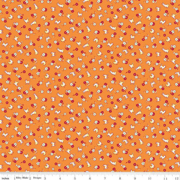 SALE Storytime 30s Animals C13868 Orange - Riley Blake Designs - Animals Blossoms - Quilting Cotton Fabric