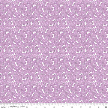 SALE Storytime 30s Bunnies C13869 Violet - Riley Blake Designs - Rabbits Blossoms Dots - Quilting Cotton Fabric