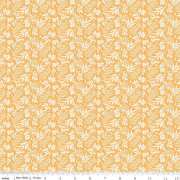 SALE Floral Gardens Leaves C14365 Yellow - Riley Blake Designs - Leaf Sprigs - Quilting Cotton Fabric