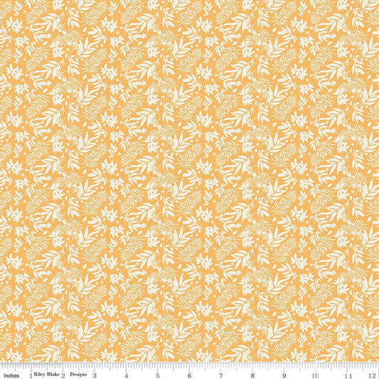 SALE Floral Gardens Leaves C14365 Yellow - Riley Blake Designs - Leaf Sprigs - Quilting Cotton Fabric
