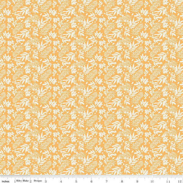 SALE Floral Gardens Leaves C14365 Yellow - Riley Blake Designs - Leaf Sprigs - Quilting Cotton Fabric