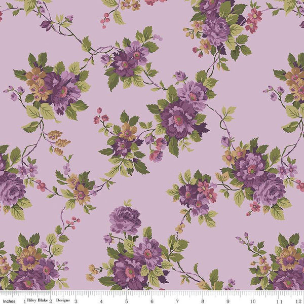 Anne of Green Gables Main C13850 Lavender - Riley Blake Designs - Floral Flowers - Quilting Cotton Fabric