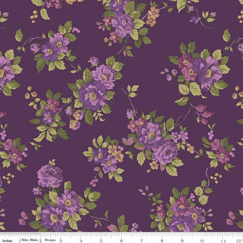 Anne of Green Gables Main C13850 Plum - Riley Blake Designs - Floral Flowers - Quilting Cotton Fabric