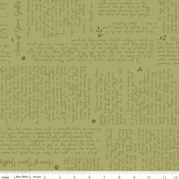 Fat Quarter End of Bolt - Anne of Green Gables Text C13852 Fern - Riley Blake Designs - Quotes - Quilting Cotton Fabric - Licensed Product